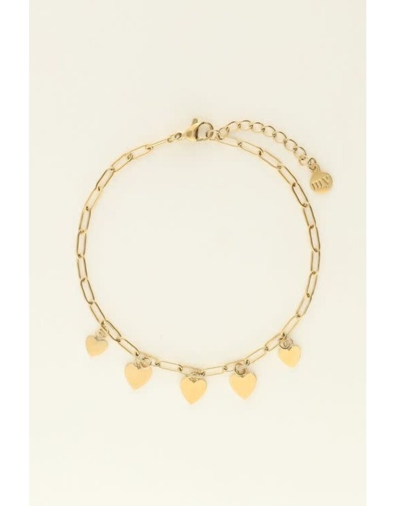 My Jewellery Universe armband met kleine hartjes - goud