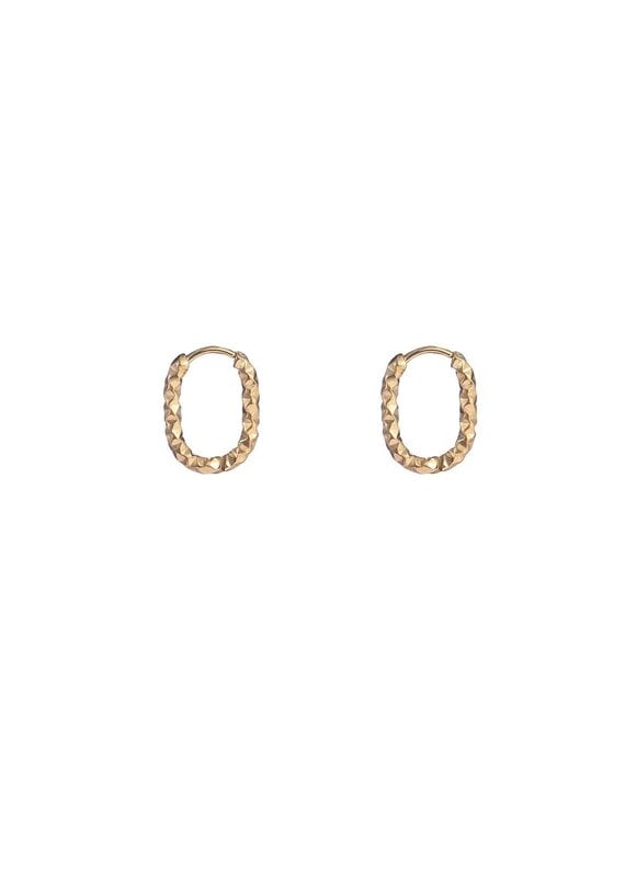 Go Dutch Label D&E - Medium ovale oorringen met textuur - goud