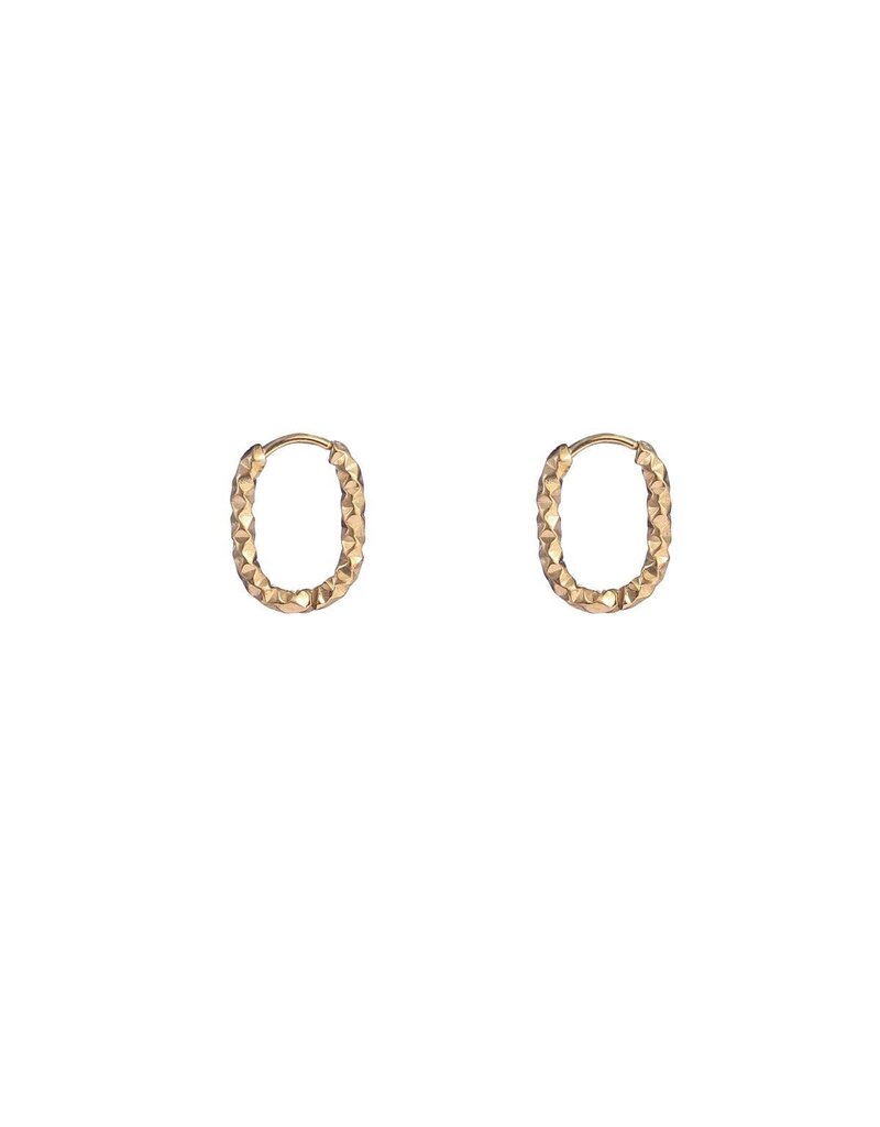 Go Dutch Label D&E - Medium ovale oorringen met textuur - goud