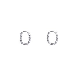 Go Dutch Label D&E - Medium ovale oorringen met textuur - zilver
