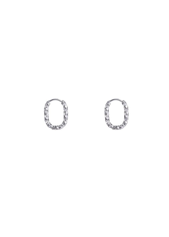 Go Dutch Label D&E - Medium ovale oorringen met textuur - zilver