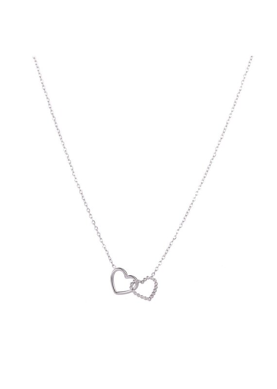 Go Dutch Label D&E - Double Heart ketting - zilver