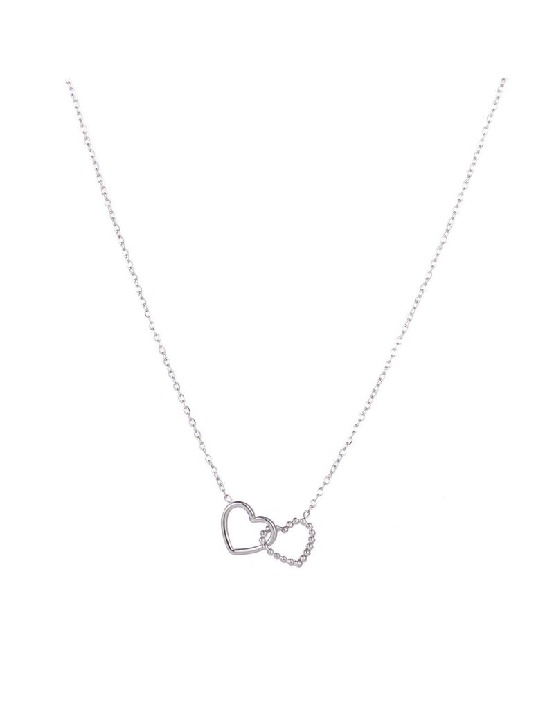 Go Dutch Label D&E - Double Heart ketting - zilver