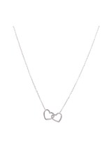 Go Dutch Label D&E - Double Heart ketting - zilver