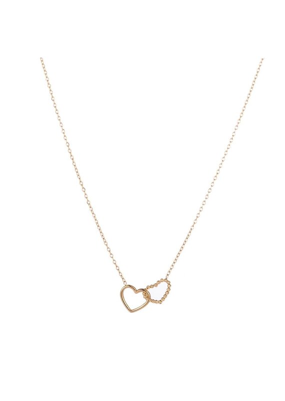 Go Dutch Label D&E - Double Heart ketting - goud