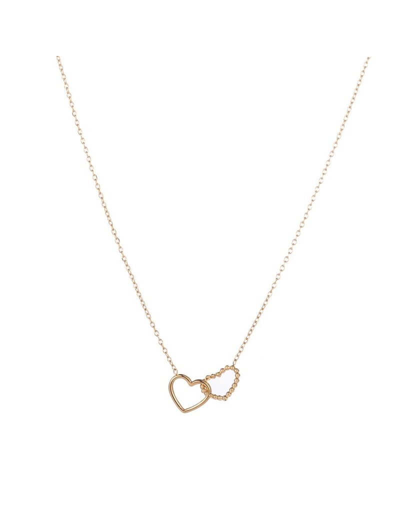 Go Dutch Label D&E - Double Heart ketting - goud