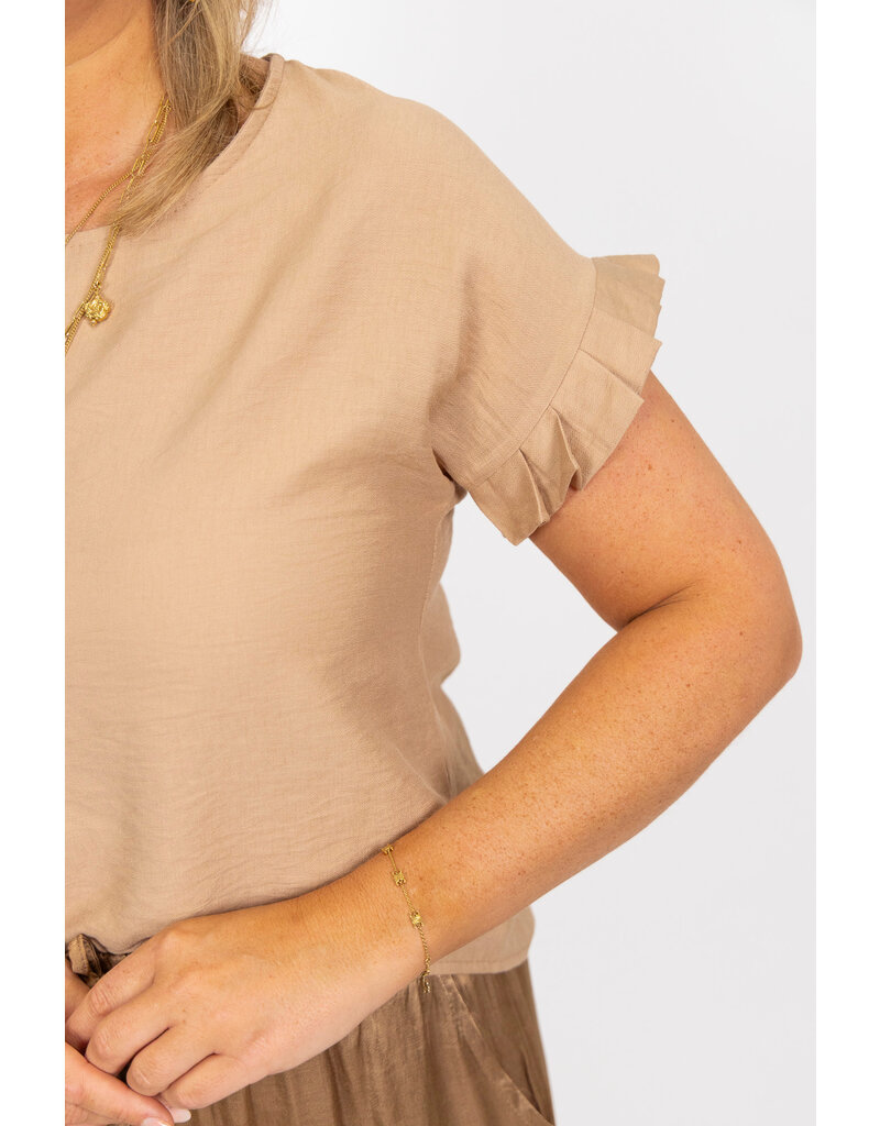 21Jewelz Basic ruffle top - beige