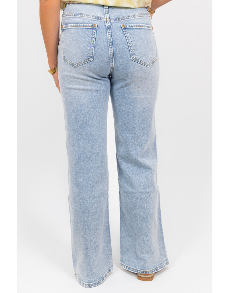 21Jewelz Wide leg jeans met gouden details - lichtblauw