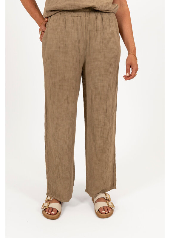 21Jewelz Mousseline broek met elastiek - taupe