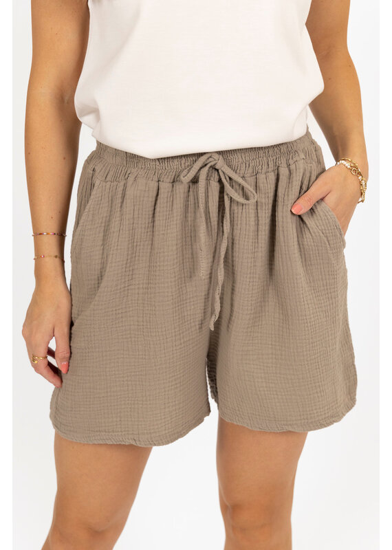 Mousseline shortje - taupe