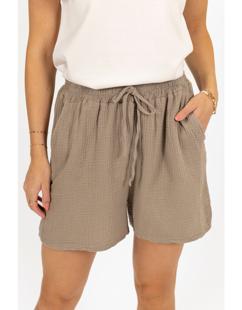 Mousseline shortje - taupe