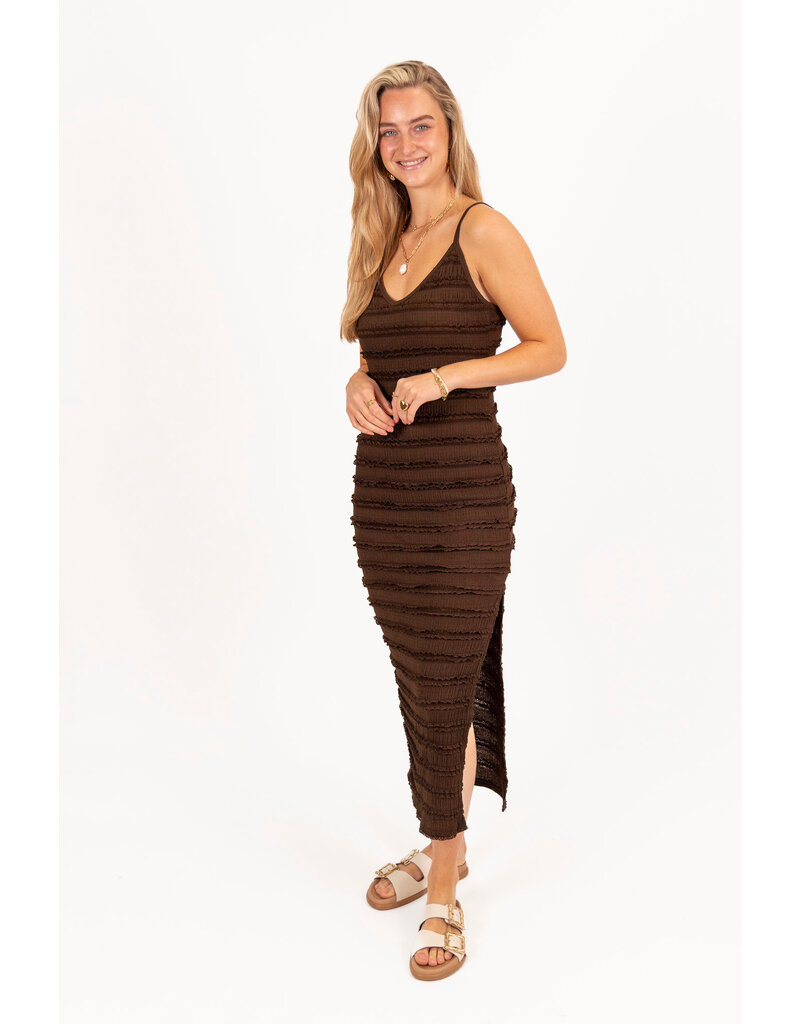 21Jewelz Lange ruffle jurk - bruin