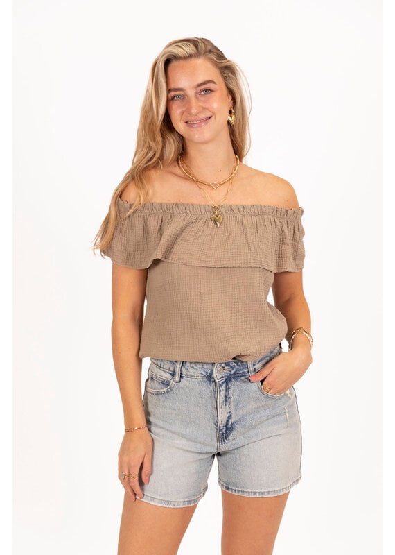 21Jewelz Mousseline offshoulder top - taupe