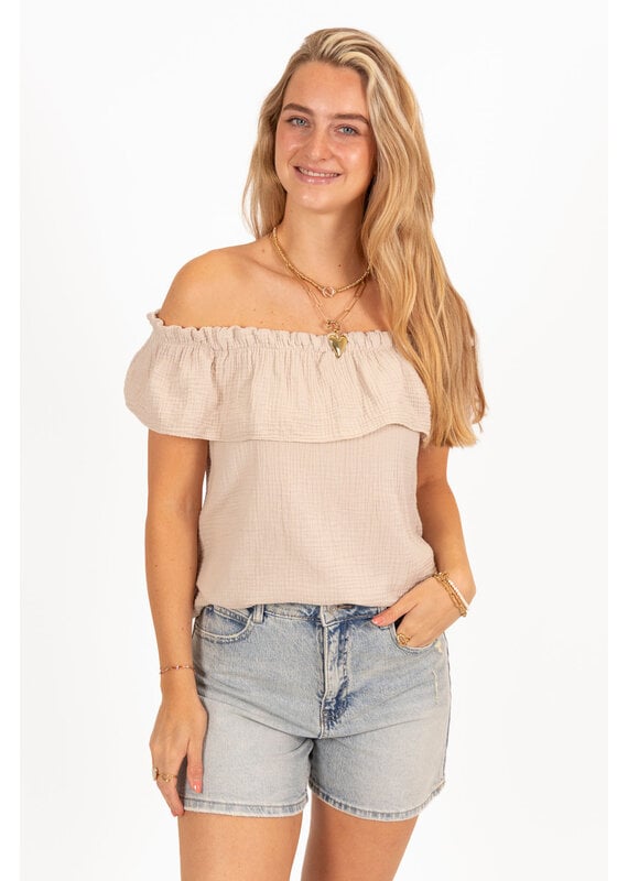 21Jewelz Mousseline offshoulder top - beige