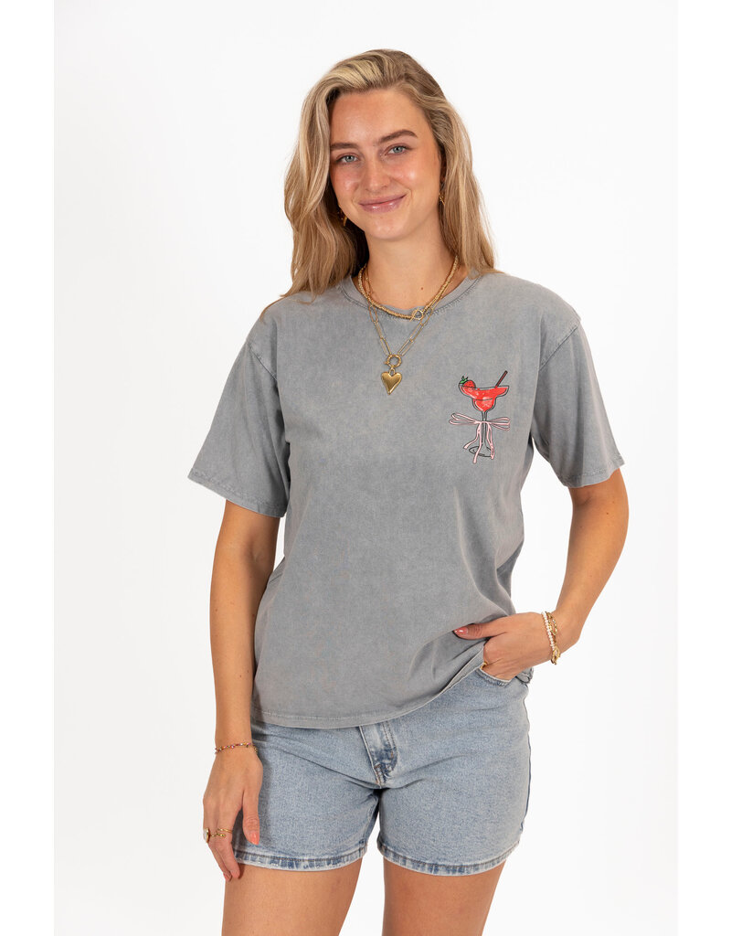 21Jewelz Shirtje met drankje & strikje - grijs
