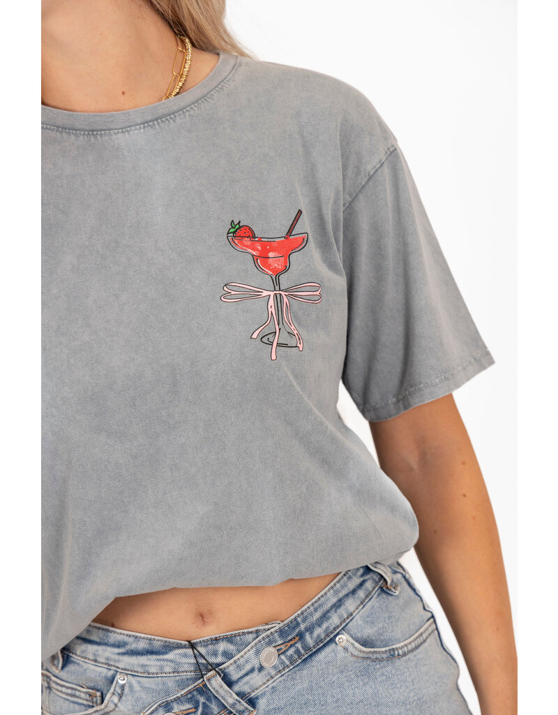 21Jewelz Shirtje met drankje & strikje - grijs