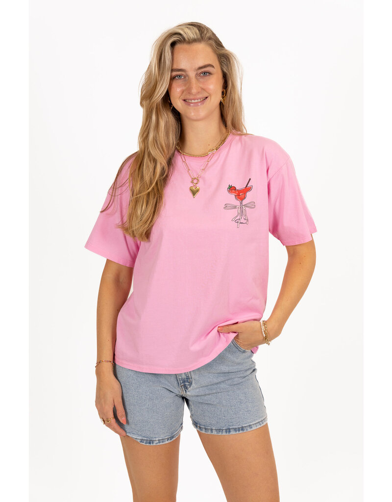 21Jewelz Shirtje met drankje & strikje - roze