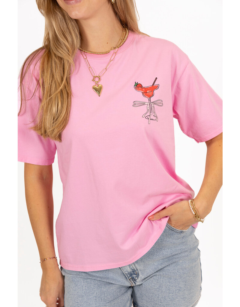 21Jewelz Shirtje met drankje & strikje - roze