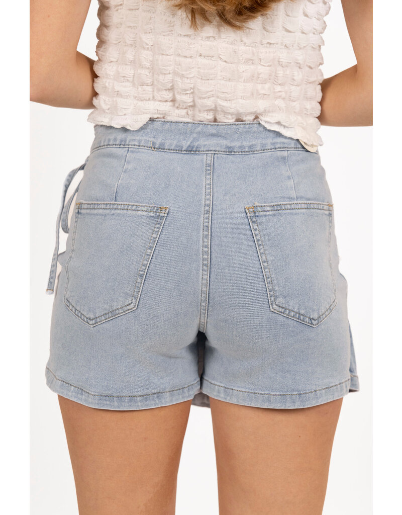 21Jewelz Overslag skort met strik - denim blauw