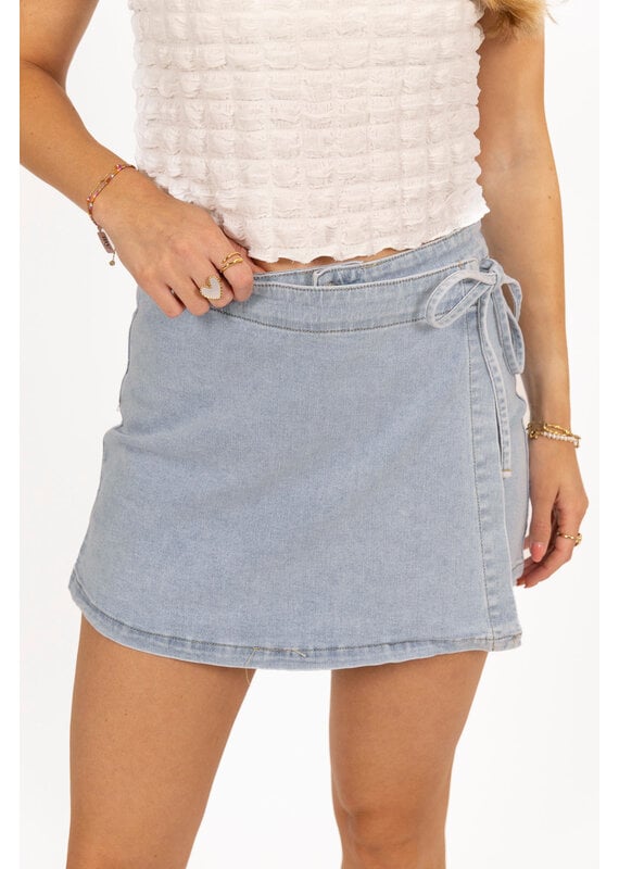 21Jewelz Overslag skort met strik - denim blauw