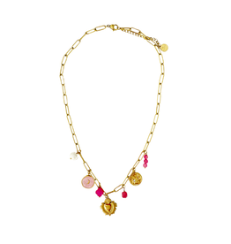 21Jewelz Schakelketting met roze bedels - goud