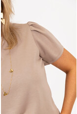 21Jewelz Basic sweater shirt met pofmouw - taupe