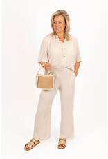 21Jewelz Linnenlook broek met elastiek - ecru