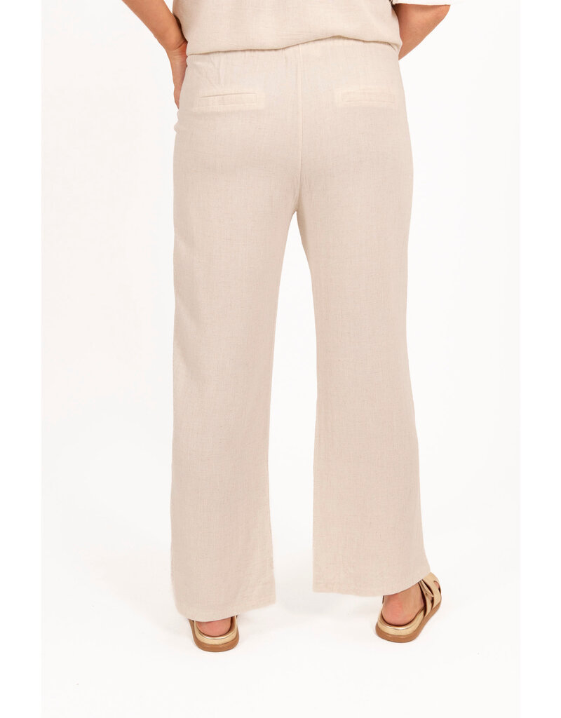 21Jewelz Linnenlook broek met elastiek - ecru