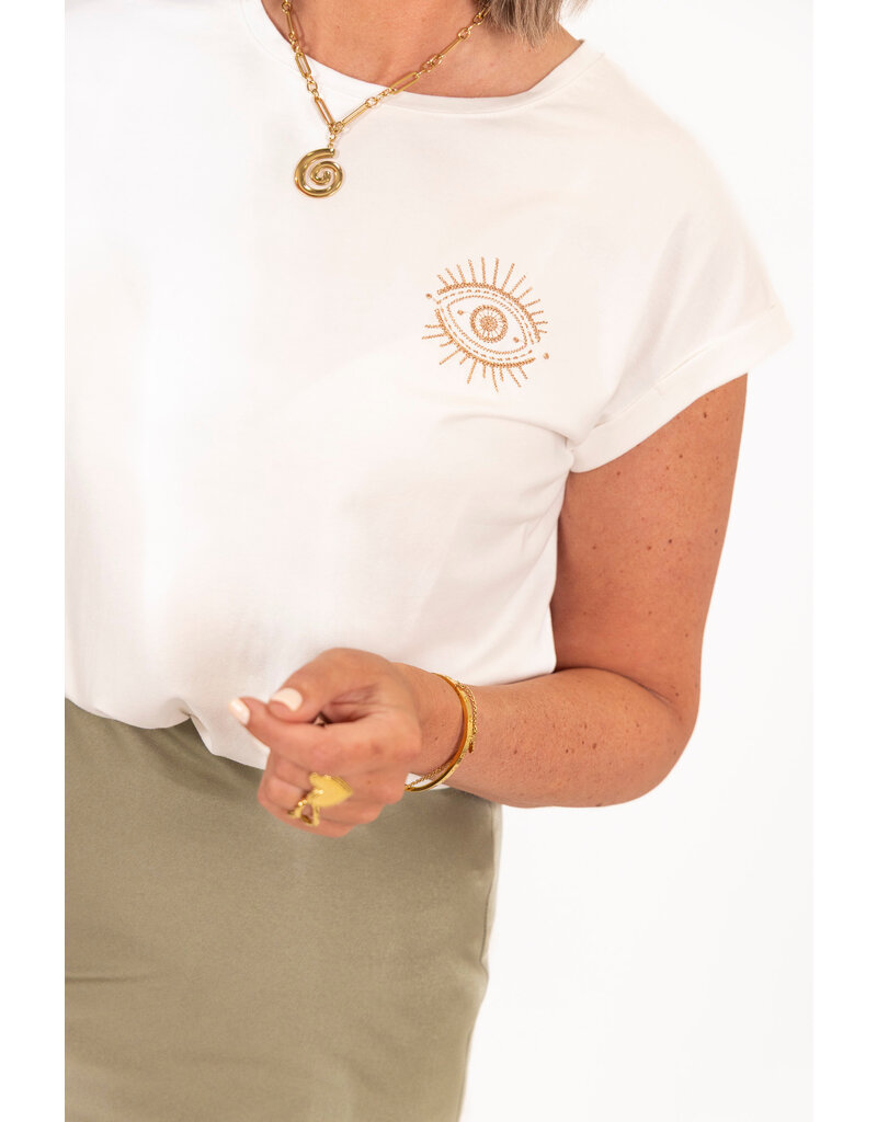 21Jewelz T-shirt met boho oog - wit