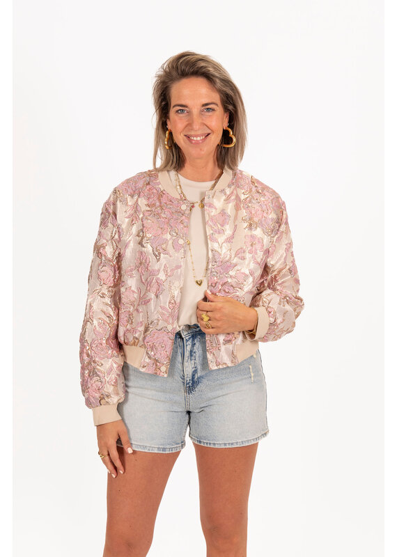 21Jewelz Bomber met gouden bloemenprint - roze