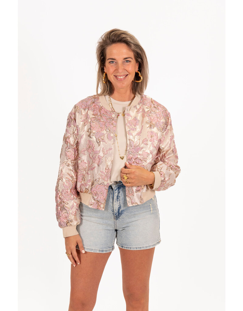 21Jewelz Bomber met gouden bloemenprint - roze