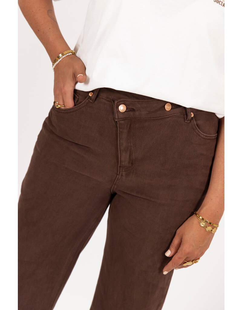 21Jewelz Wide leg jeans met schuine knoop - bruin