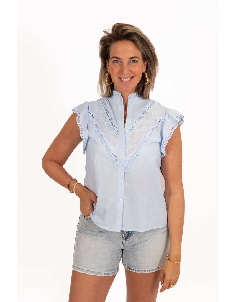 21Jewelz Mouwloos volant blouse - blauw