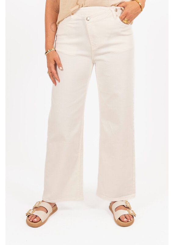 21Jewelz Wide leg jeans met schuine knoop - wit