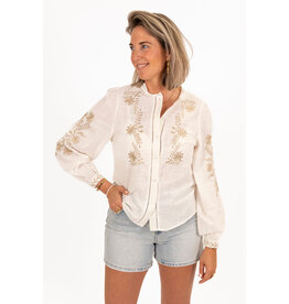 21Jewelz Opengewerkte blouse met details - goud/wit