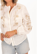 21Jewelz Opengewerkte blouse met details - goud/wit