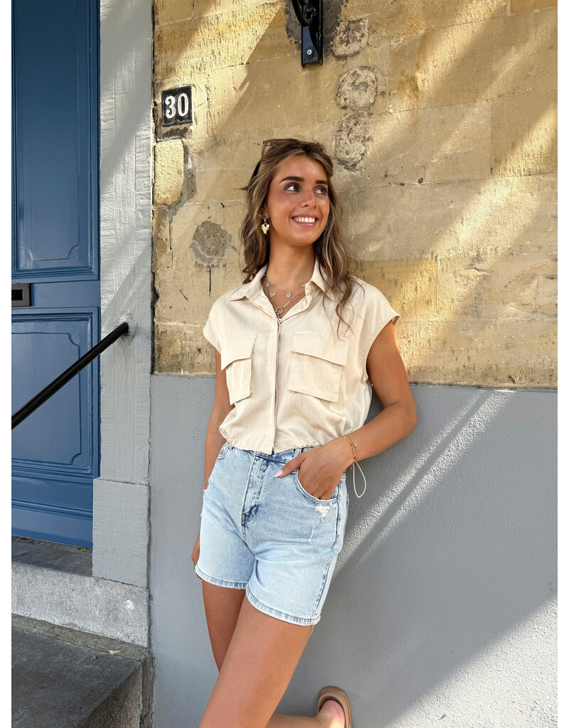 21Jewelz Cropped blouse - beige