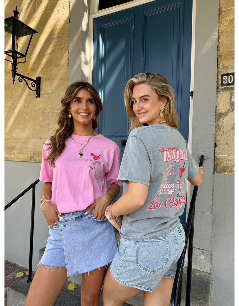 21Jewelz Shirtje met drankje & strikje - roze