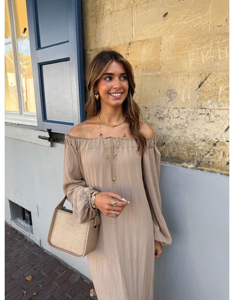 21Jewelz Off shoulder jurk - beige
