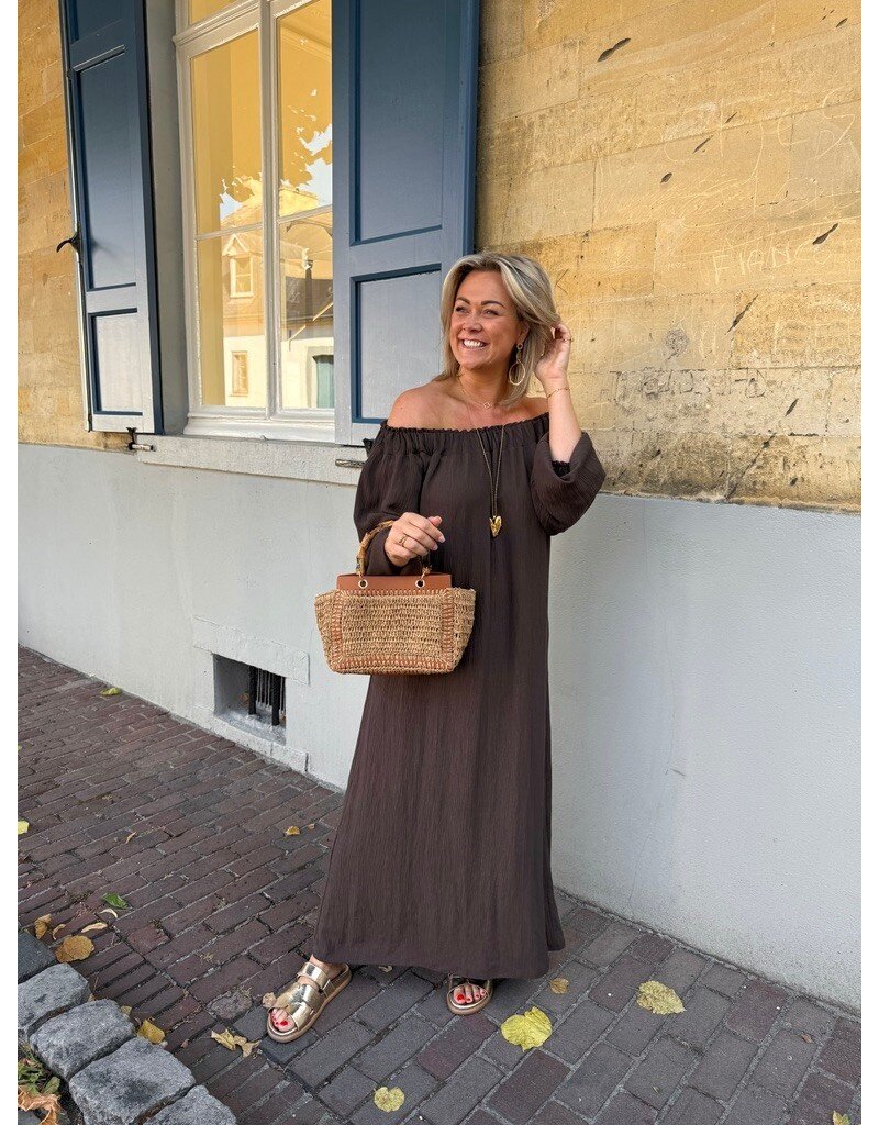 21Jewelz Off shoulder jurk - choco bruin