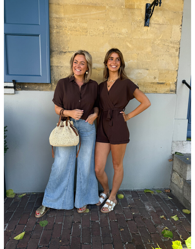 21Jewelz Basic zomer blouse - choco bruin