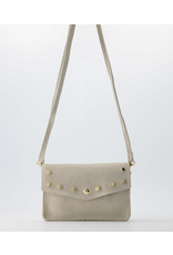 21Jewelz Tasje met gouden studs - suede ecru