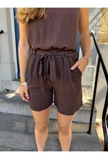 21Jewelz Losvallend lurex shortje - choco bruin