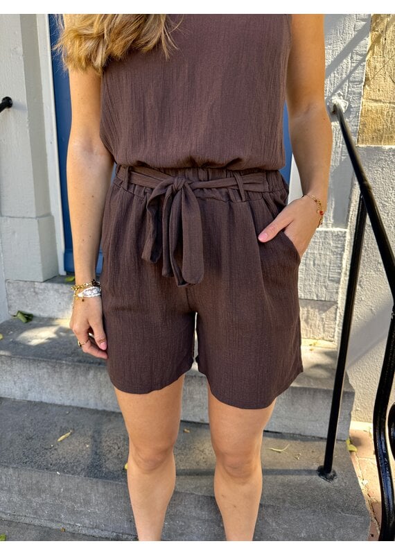 21Jewelz Losvallend lurex shortje - choco bruin