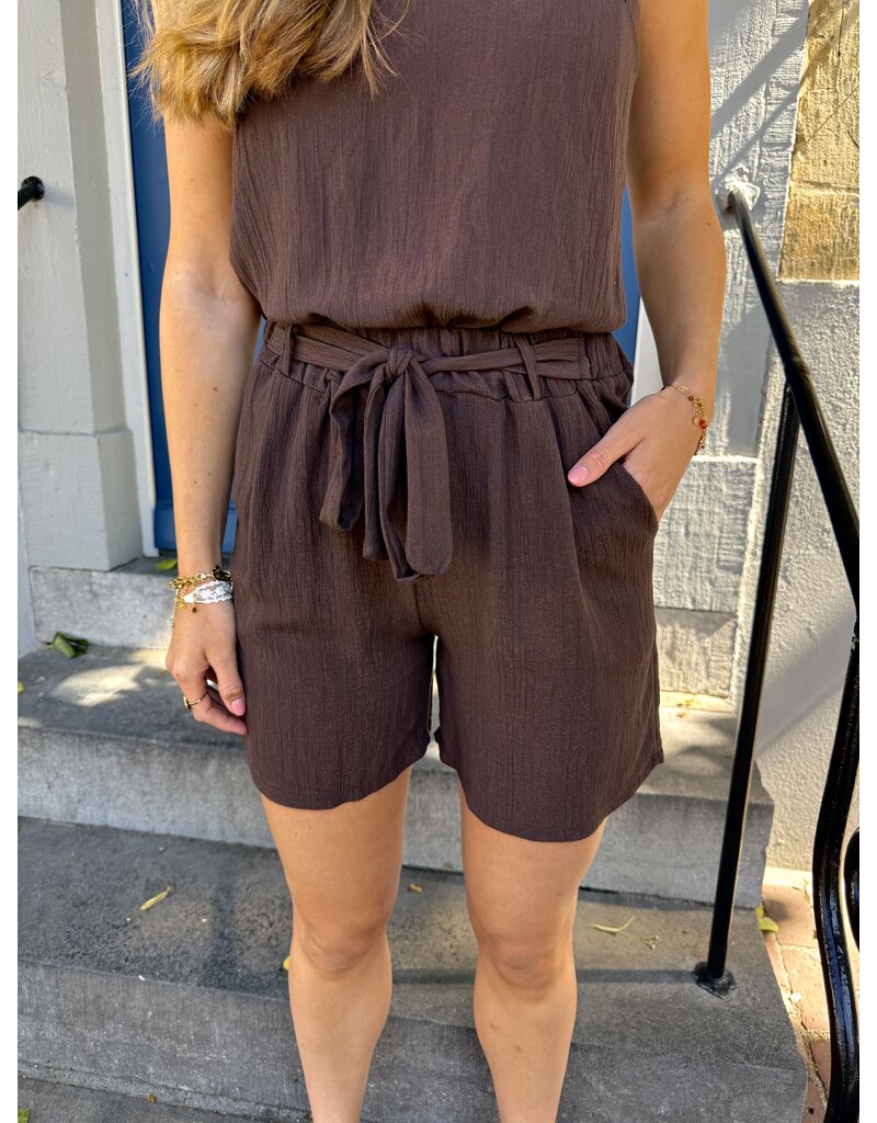 21Jewelz Losvallend lurex shortje - choco bruin