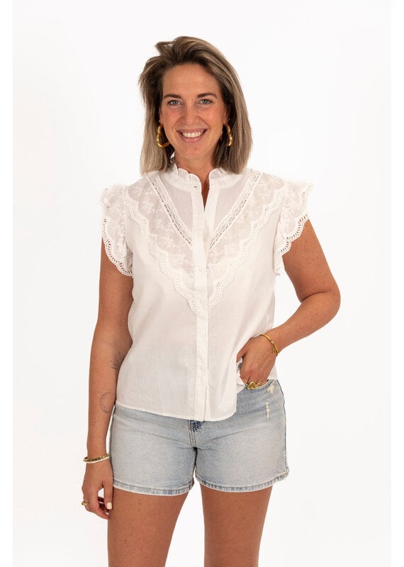 21Jewelz Mouwloos volant blouse - wit