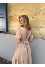 21Jewelz Lange jurk met volantmouwtje - beige