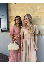 21Jewelz Lange jurk met volantmouwtje - beige