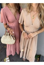 21Jewelz Lange jurk met volantmouwtje - beige