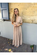 21Jewelz Lange jurk met volantmouwtje - beige